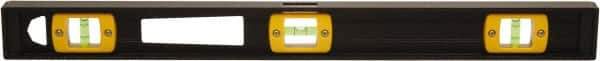 Johnson Level & Tool - 96" Long 5 Vial I-Beam Level - Aluminum, Black, 3 Plumb & 2 Level Vials - Exact Tool & Supply