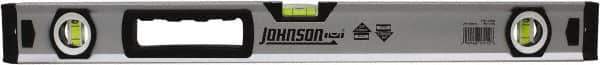 Johnson Level & Tool - 24" Long 3 Vial Box Beam Level - Aluminum, Yellow, 2 Plumb & 1 Level Vials - Exact Tool & Supply