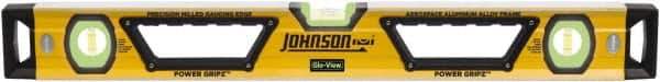 Johnson Level & Tool - Magnetic 78" Long 3 Vial Box Beam Level - Aluminum, Yellow, 2 Plumb & 1 Level Vials - Exact Tool & Supply