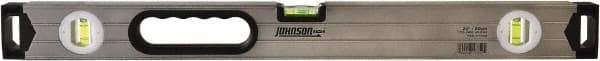 Johnson Level & Tool - 24" Long 3 Vial Box Beam Level - Aluminum, Silver, 2 Plumb & 1 Level Vials - Exact Tool & Supply