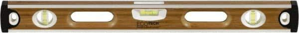 Johnson Level & Tool - 48" Long 3 Vial Box Beam Level - Wood, Natural, 2 Plumb & 1 Level Vials - Exact Tool & Supply