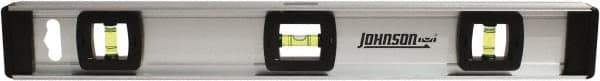 Johnson Level & Tool - 18" Long 3 Vial I-Beam Level - Aluminum, Silver, 2 Plumb & 1 Level Vials - Exact Tool & Supply