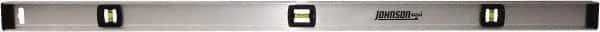 Johnson Level & Tool - 48" Long 3 Vial I-Beam Level - Aluminum, Silver, 2 Plumb & 1 Level Vials - Exact Tool & Supply