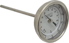 Wika - 6 Inch Long Stem, 3 Inch Dial Diameter, Stainless Steel, Back Connected Bi-Metal Thermometer - -15 to 90°C, 1% Accuracy - Exact Tool & Supply