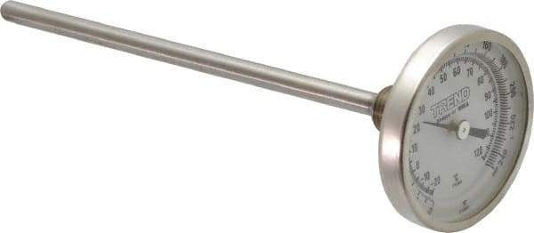 Wika - 6 Inch Long Stem, 2 Inch Dial Diameter, Stainless Steel, Back Connected Bi-Metal Thermometer - -20 to 120°C, 1% Accuracy - Exact Tool & Supply
