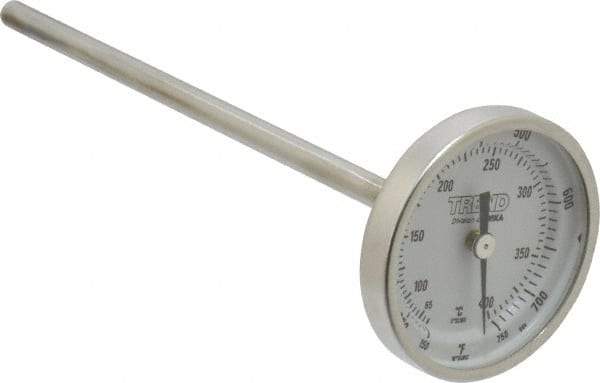 Wika - 6 Inch Long Stem, 2 Inch Dial Diameter, Stainless Steel, Back Connected Bi-Metal Thermometer - 65 to 400°C, 1% Accuracy - Exact Tool & Supply
