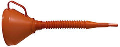 Lubeq - 1.5 Qt Capacity Plastic Funnel - 6" Mouth OD, 0.46" Tip OD, 11-1/2" Detachable Flexible Spout, Red - Exact Tool & Supply