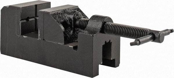 Interstate - 1-1/2" Jaw Opening Capacity x 7/8" Throat Depth, Horizontal Drill Press Vise - 1-1/2" Wide x 1" High Jaw, Stationary Base, Standard Speed, 5" OAL x 1-3/4" Overall Height, Cast Iron - Exact Tool & Supply