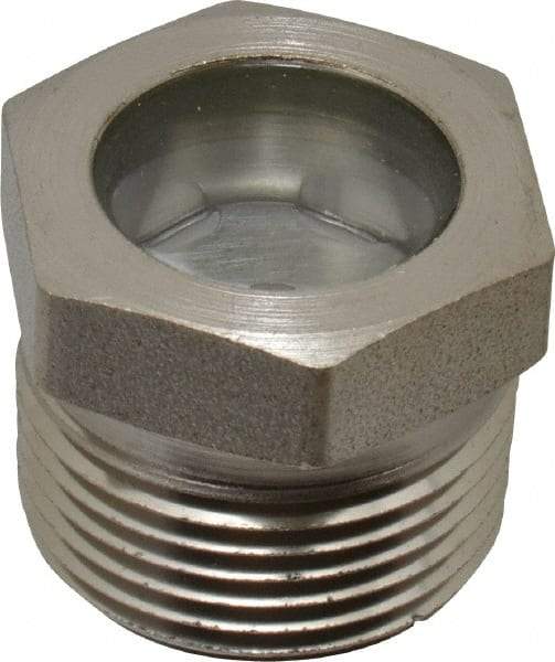 LDI Industries - 3/4" Sight Diam, 3/4" Thread, 0.94" OAL, High Pressure Fused Pipe Thread with Reflector Sight Glass & Flow Sight - 1-1/16" Head, 1,500 Max psi, 3/4-14 Thread - Exact Tool & Supply
