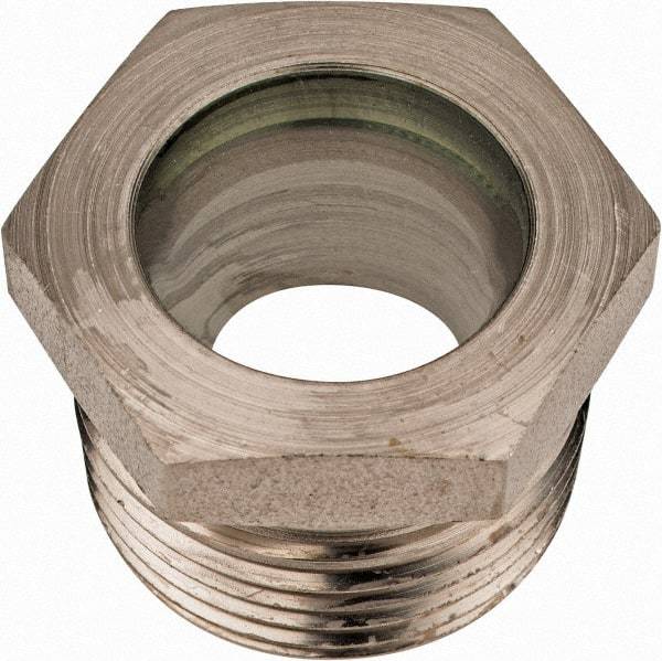 LDI Industries - 15/16" Sight Diam, 1" Thread, 1.06" OAL, High Pressure Fused Pipe Thread, Open View Sight Glass & Flow Sight - 1-3/8" Head, 1,250 Max psi, 1 to 11-1/2 Thread - Exact Tool & Supply