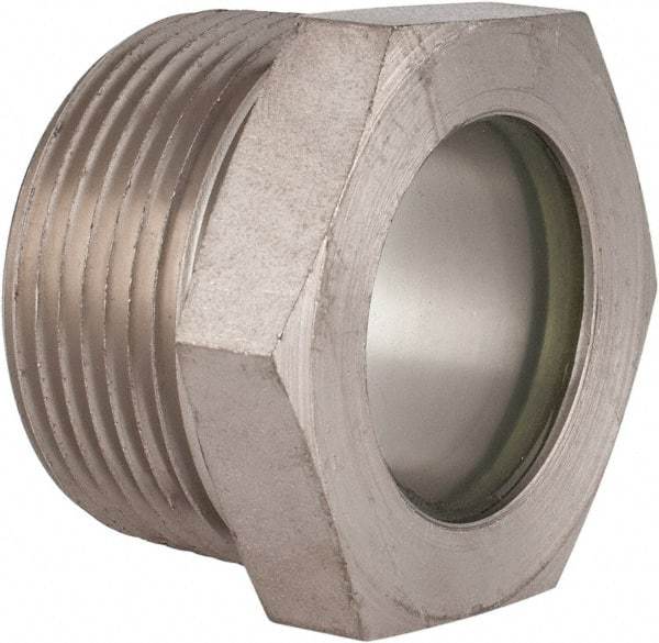 LDI Industries - 1-3/16" Sight Diam, 1-1/4" Thread, 1.22" OAL, High Pressure Fused Pipe Thread, Open View Sight Glass & Flow Sight - 1-3/4" Head, 1,000 Max psi, 1-1/4 to 11-1/2 Thread - Exact Tool & Supply