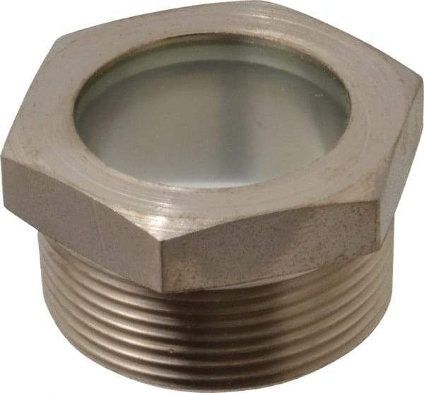 LDI Industries - 1-7/16" Sight Diam, 1-1/2" Thread, 1.22" OAL, High Pressure Fused Pipe Thread, Open View Sight Glass & Flow Sight - 2" Head, 750 Max psi, 1-1/2 to 11-1/2 Thread - Exact Tool & Supply