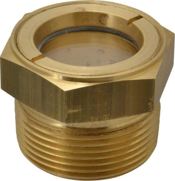 LDI Industries - 1-1/8" Sight Diam, 1-1/4" Thread, 1.44" OAL, Low Pressure Pipe Thread Lube Sight, Open View Sight Glass & Flow Sight - 1-3/4" Head, 5 Max psi, 1-1/4 to 11-1/2 Thread - Exact Tool & Supply