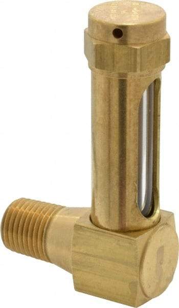 LDI Industries - 1-3/8 Inch Long Sight, 1/4 Inch Thread Size, Buna-N Seal Short Elbow, Vented Oil-Level Indicators and Gauge - 2-3/8 Inch Length to Center of Base - Exact Tool & Supply