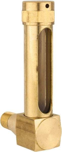 LDI Industries - 1-7/8 Inch Long Sight, 1/8 Inch Thread Size, Buna-N Seal Short Elbow, Vented Oil-Level Indicators and Gauge - 2-7/8 Inch Length to Center of Base - Exact Tool & Supply