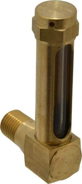 LDI Industries - 1-7/8 Inch Long Sight, 1/4 Inch Thread Size, Buna-N Seal Short Elbow, Vented Oil-Level Indicators and Gauge - 2-7/8 Inch Length to Center of Base - Exact Tool & Supply