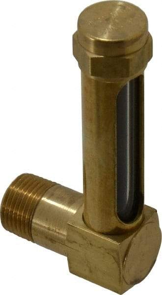 LDI Industries - 1-7/8 Inch Long Sight, 3/8 Inch Thread Size, Buna-N Seal Short Elbow, Vented Oil-Level Indicators and Gauge - 2-7/8 Inch Length to Center of Base - Exact Tool & Supply