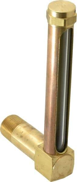 LDI Industries - 4-1/4 Inch Long Sight, 1/2 Inch Thread Size, Buna-N Seal Long Elbow, Vented Oil-Level Indicators and Gauge - 5-7/16 Inch Length to Center of Base - Exact Tool & Supply