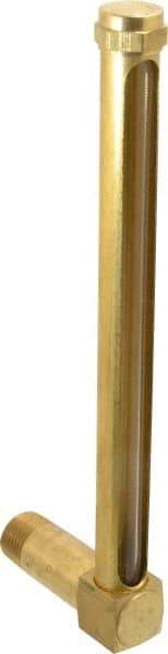 LDI Industries - 7-1/2 Inch Long Sight, 1/2 Inch Thread Size, Buna-N Seal Long Elbow, Vented Oil-Level Indicators and Gauge - 8-11/16 Inch Length to Center of Base - Exact Tool & Supply