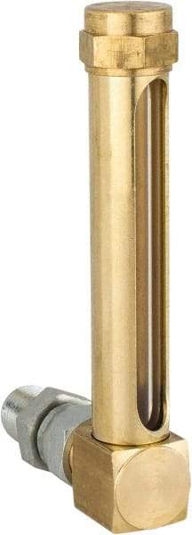 LDI Industries - 2-3/4 Inch Long Sight, 1/4 Inch Thread Size, Buna-N Seal Union Coupling, Vented Oil-Level Indicators and Gauge - 3-7/8 Inch Length to Center of Base - Exact Tool & Supply