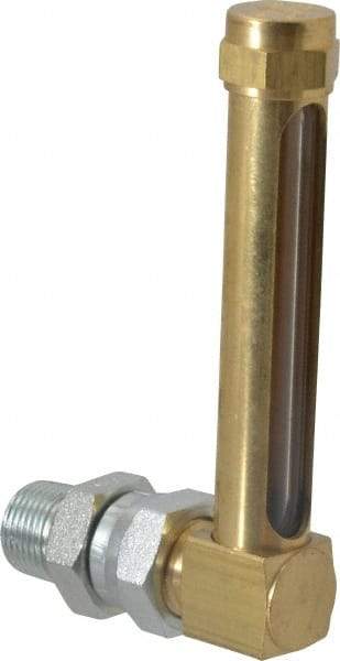 LDI Industries - 2-3/4 Inch Long Sight, 3/8 Inch Thread Size, Buna-N Seal Union Coupling, Vented Oil-Level Indicators and Gauge - 3-7/8 Inch Length to Center of Base - Exact Tool & Supply