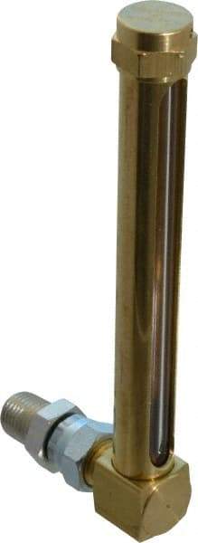 LDI Industries - 4-1/4 Inch Long Sight, 1/4 Inch Thread Size, Buna-N Seal Union Coupling, Vented Oil-Level Indicators and Gauge - 5-3/8 Inch Length to Center of Base - Exact Tool & Supply