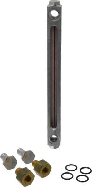 LDI Industries - 1/2-18 Thread, 7-1/2 Inch Sight Length, 290 Max psi, Closed Circuit Liquid Level Sight Gauge with Pipe Adapter - 9 Inch Length to Center of Base, 10-5/8 Inch Overall Length, Buna-N Seal - Exact Tool & Supply