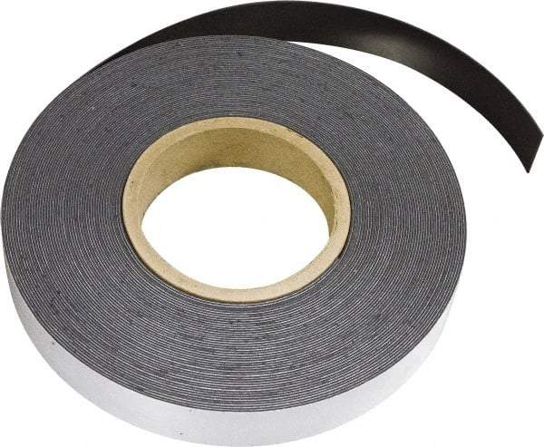 Mag-Mate - 600" Long x 1" Wide x 1/8" Thick Flexible Magnetic Strip - 14 Lb Max Pull Force, 8 Linear Ft/Lb Magnetic Pull Force, Adhesive Back, Dark Brown - Exact Tool & Supply