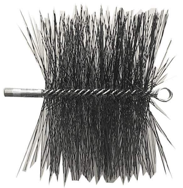 Schaefer Brush - 10" Square, Tempered Steel Wire Chimney Brush - 1/4" NPSM Male Connection - Exact Tool & Supply