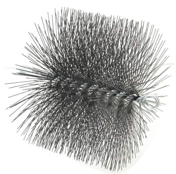 Schaefer Brush - 8" Diam Round, Tempered Steel Wire Chimney Brush - 1/4" NPSM Male Connection - Exact Tool & Supply
