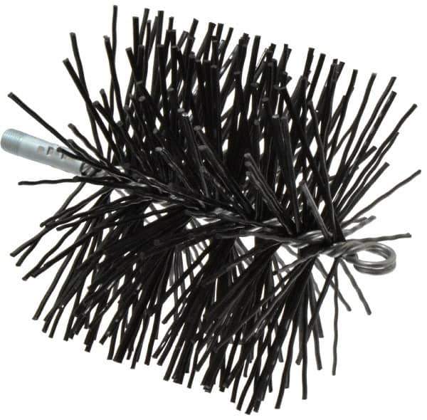 Schaefer Brush - 7" Diam Round, Poly Chimney Brush - 1/4" NPSM Male Connection - Exact Tool & Supply