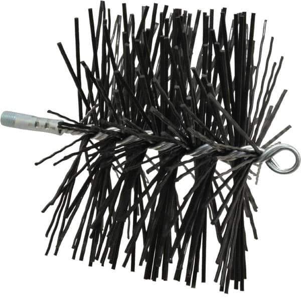 Schaefer Brush - 8" Diam Round, Poly Chimney Brush - 1/4" NPSM Male Connection - Exact Tool & Supply
