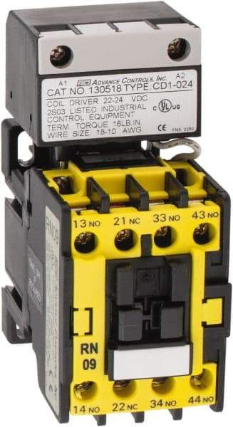 ACI - 4 Pole, 3NO/NC, 24 VAC Control Relay - 24 Amps, 600 VDC - Exact Tool & Supply