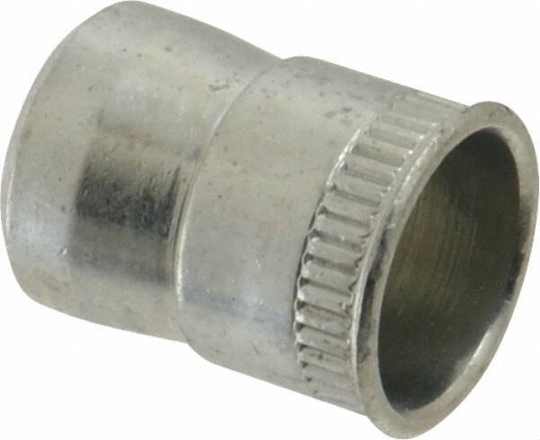 RivetKing - 1/4-20 UNC, Zinc-Plated, Steel Knurled Rivet Nut Inserts - 0.391" to 0.396" Grip, 3/8" Drill Size - Exact Tool & Supply