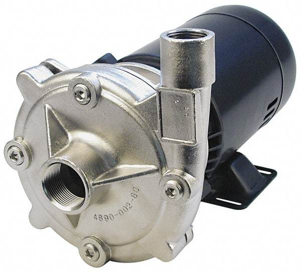 Pentair - ODP Motor, 208-230/460 Volt, 3 Phase, 1/2 HP, Stainless Steel Straight Pump - 1-1/4 Inch Inlet, 1 Inch Outlet, 82 Max Head psi, Stainless Steel Impeller, Viton Seal, 82 Ft. Shut Off - Exact Tool & Supply