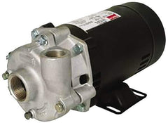 Pentair - ODP Motor, 115/208-230 Volt, 1 Phase, 1/2 HP, Stainless Steel Straight Pump - 1 Inch Inlet, 1-1/4 Inch Outlet, 42 Max Head psi, Stainless Steel Impeller, Viton Seal, 42 Ft. Shut Off - Exact Tool & Supply