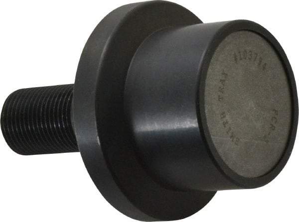 Accurate Bushing - 2" Roller Diam x 1-11/16" Width, 7/8" Stud Diam x 2" Length, Flanged Load Roller - Steel, 1-1/4" Thread Length, 7/8-14 Thread, 3,490 Lb Dynamic Cap, 2,000 Lb Static Cap - Exact Tool & Supply