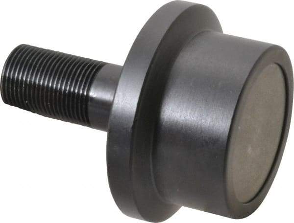 Accurate Bushing - 2-1/2" Roller Diam x 1-11/16" Width, 1" Stud Diam x 2-1/4" Length, Flanged Load Roller - Steel, 1-1/2" Thread Length, 1-14 Thread, 5,120 Lb Dynamic Cap, 3,120 Lb Static Cap - Exact Tool & Supply