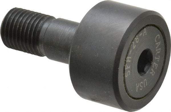 Made in USA - 7/8" Roller Diam x 1/2" Width, 3/8" Stud Diam x 7/8" Length, Stud Cam Follower - Steel, 3/8" Thread Length, 3/8-24 Thread, 1,328 Lb Dynamic Cap - Exact Tool & Supply