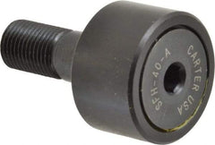 Made in USA - 1-1/4" Roller Diam x 3/4" Width, 1/2" Stud Diam x 1-1/4" Length, Stud Cam Follower - Steel, 5/8" Thread Length, 1/2-20 Thread, 3,144 Lb Dynamic Cap - Exact Tool & Supply