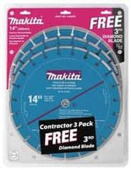 Makita - 14" Diam, 20mm Arbor Hole Diam, Wet & Dry Cut Saw Blade - Diamond-Tipped, Standard Round Arbor - Exact Tool & Supply