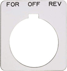 Schneider Electric - Square, Plastic Legend Plate - Forward-Off-Reverse - White Background, Black Letters, 1.22 Inch Hole Diameter, 1-3/4 Inch Square - Exact Tool & Supply