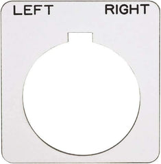 Schneider Electric - Square, Plastic Legend Plate - Left-Right - White Background, Black Letters, 1.22 Inch Hole Diameter, 1-3/4 Inch Square - Exact Tool & Supply