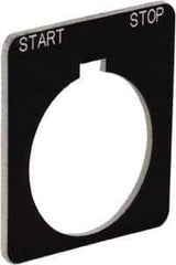 Schneider Electric - Square, Plastic Legend Plate - Start-Stop - Black Background, White Letters, 1.22 Inch Hole Diameter, 1-3/4 Inch Square - Exact Tool & Supply