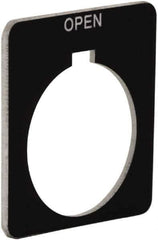 Schneider Electric - Square, Plastic Legend Plate - Open - Black Background, White Letters, 1.2 Inch Hole Diameter, 1-3/4 Inch Square - Exact Tool & Supply
