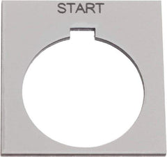 Schneider Electric - Square, Plastic Legend Plate - Start - Silver Background, Black Letters, 1.2 Inch Hole Diameter, 1-3/4 Inch Square - Exact Tool & Supply