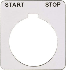 Schneider Electric - Square, Plastic Legend Plate - Start-Stop - White Background, Black Letters, 1.22 Inch Hole Diameter, 1-3/4 Inch Square - Exact Tool & Supply