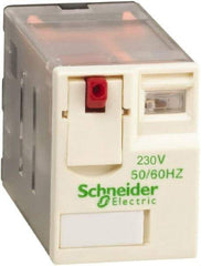 Schneider Electric - 2,500 VA Power Rating, Electromechanical Plug-in General Purpose Relay - 10 Amp at 250/277 VAC & 28/30 VDC, 5 at 250 VAC & 28 VDC, 3CO, 230 VAC at 50/60 Hz - Exact Tool & Supply