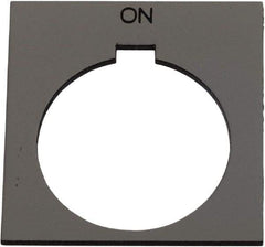 Schneider Electric - Square, Plastic Legend Plate - On - Silver Background, Black Letters, 1.2 Inch Hole Diameter, 1-3/4 Inch Square - Exact Tool & Supply