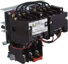 Square D - 220 Coil VAC at 50 Hz, 240 Coil VAC at 60 Hz, 27 Amp, NEMA Size 1, Reversible Open Enclosure NEMA Motor Starter - 1 Phase hp: 2 at 115 VAC, 3 at 230 VAC - Exact Tool & Supply